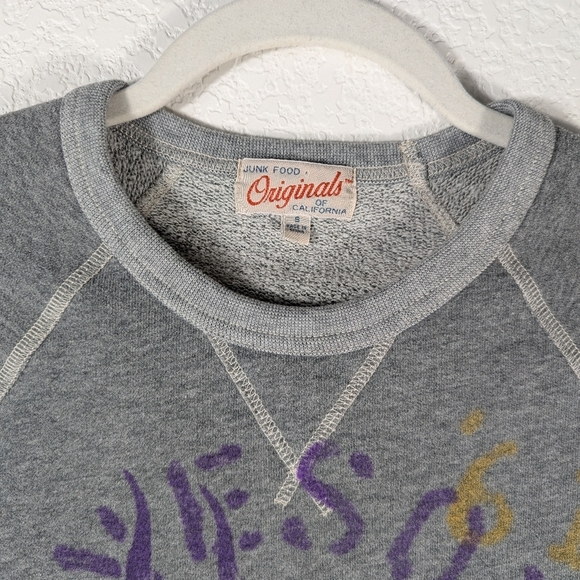 Vintage Style Minnesota Vikings Sweatshirt Junk Food Originals Gray Size Small - Picture 4 of 7